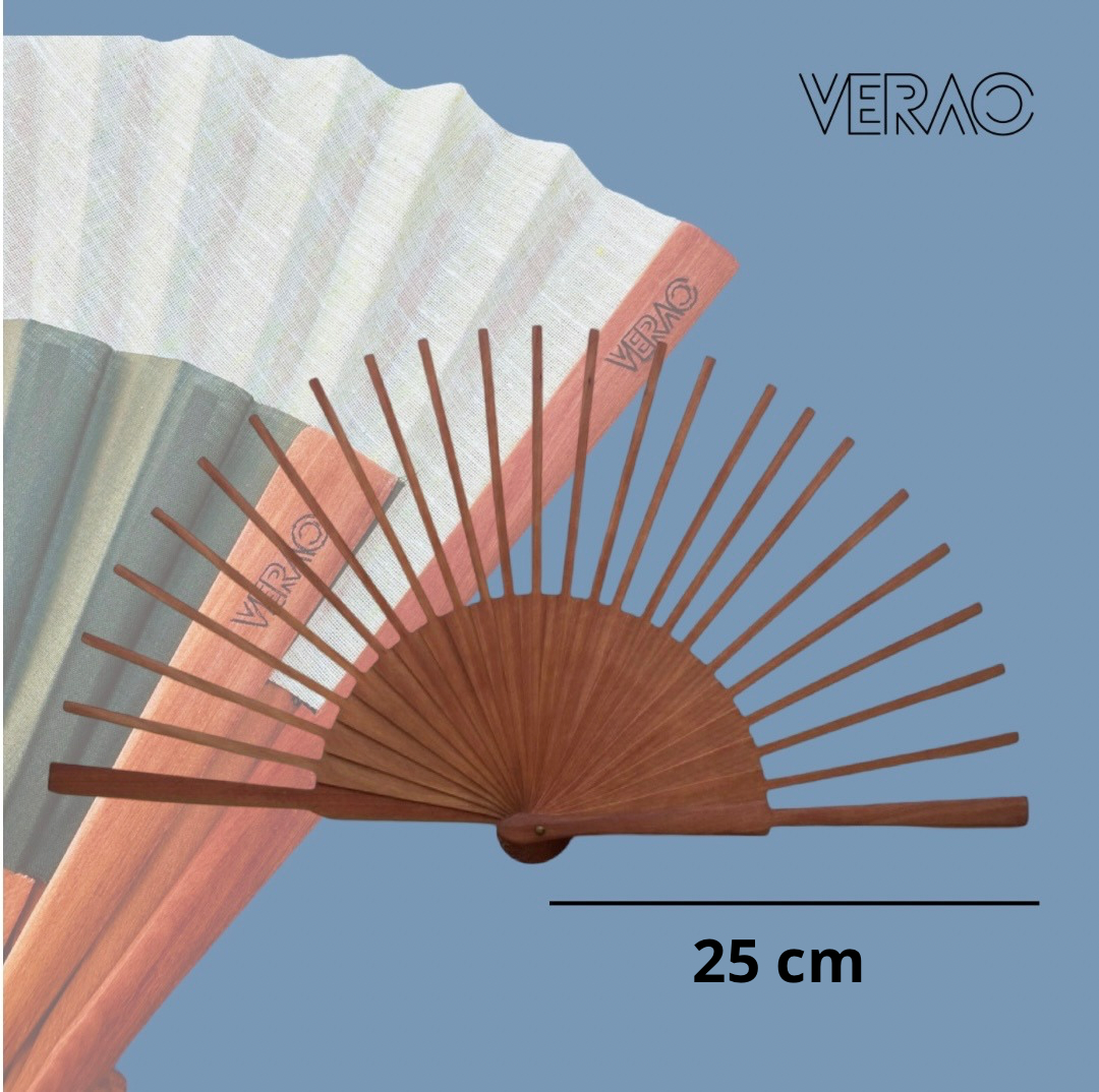 Abanico Verao Blanco Lienzo Natural 27cm